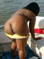 Naked exhibitionist ebony mom on the boat